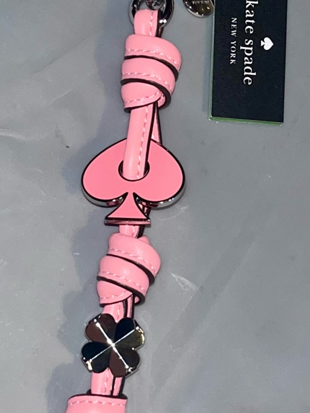 kate spade pink leather knott bag charm